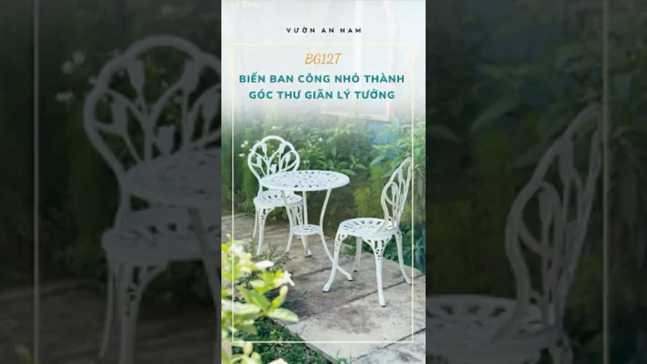 Bộ bàn ghế ban công ngoài trời họa tiết Tulip BG-12T - Vườn An Nam