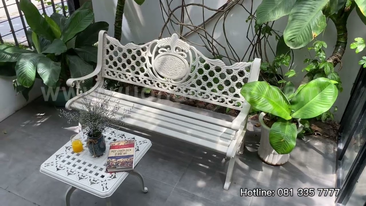 Ghế Công Viên Nhôm Đúc GCV-06T + Bàn - Vườn An Nam