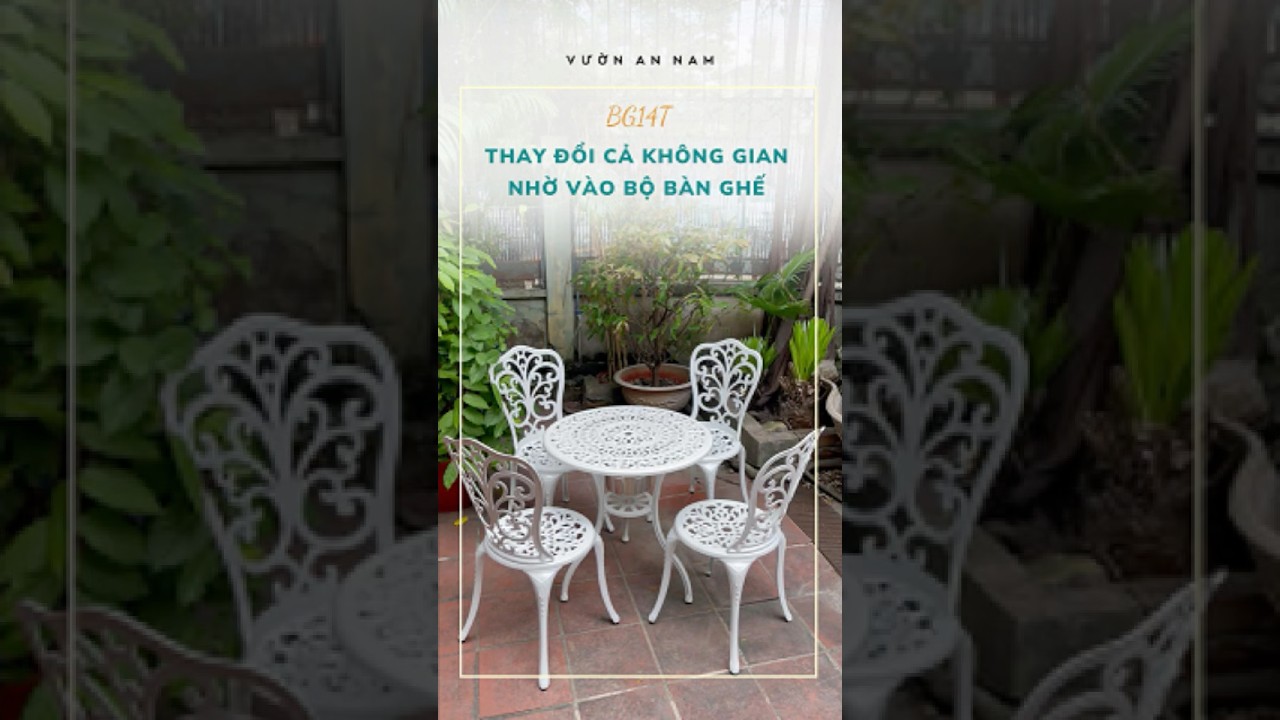 Trải nghiệm không gian sân vườn với bộ bàn ghế nhôm đúc ngoài trời BG-14T đẳng cấp | Vườn An Nam