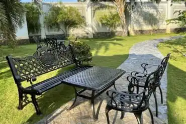 bộ bàn ghế công viên nhôm đúc đặt ngoài trời