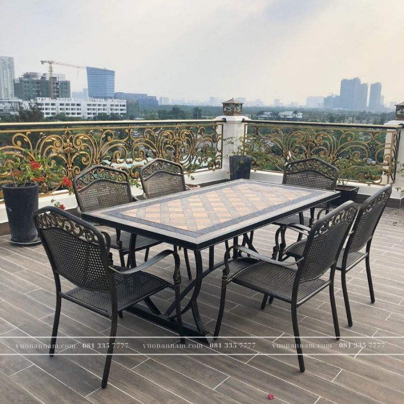 Bộ bàn ghế sân vườn nhôm đúc BG-05CNM