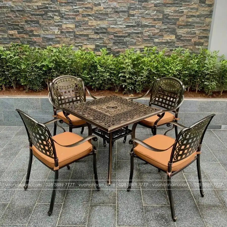 Bộ bàn ghế sân vườn nhôm đúc BG-V80