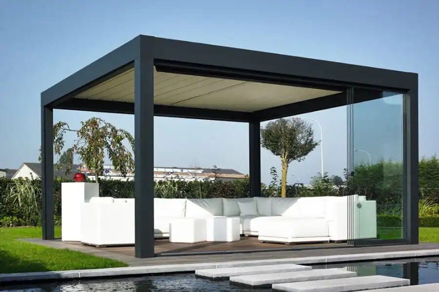 Pergola mái nhôm xếp tự động đem lại sự kết hợp hoàn hảo giữa tính thẩm mỹ, tiện ích và công nghệ