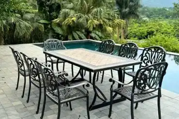 Bộ bàn ghế sân vườn BG-03CNM màu nâu 8 ghế