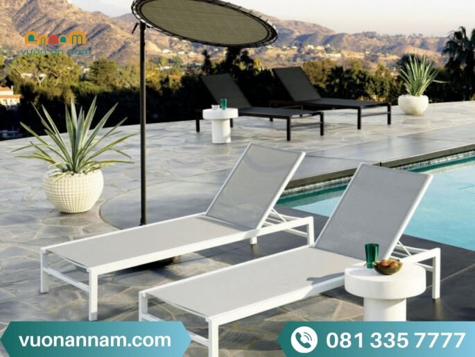 Ghế hồ bơi lưới Textilene cao cấp