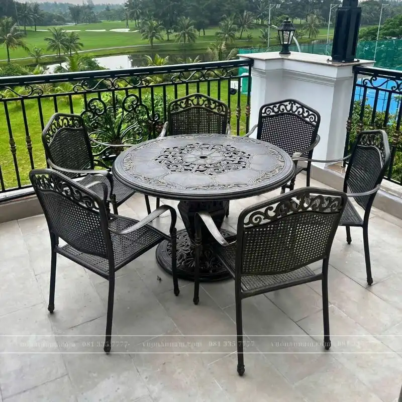 Bộ bàn ghế sân vườn màu nâu 6 ghế BG-05TN