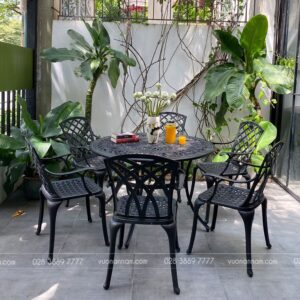 Bộ bàn ghế sân vườn màu nâu 6 ghế BG-1.2TN