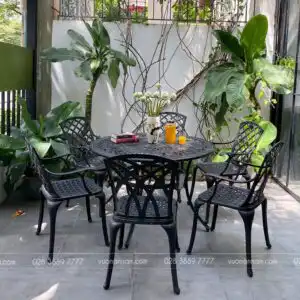 Bộ bàn ghế sân vườn màu nâu 6 ghế BG-1.2TN