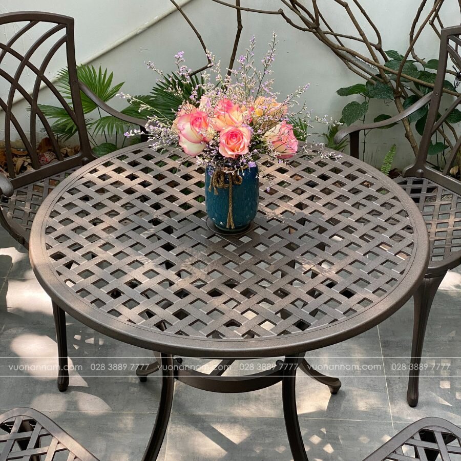 Bộ bàn ghế sân vườn BG18-D85C màu cát bàn D85cm - Ảnh 2