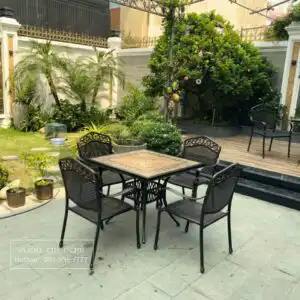 Bộ ghế nhôm đúc và bàn mặt đá cho không gian biệt thự