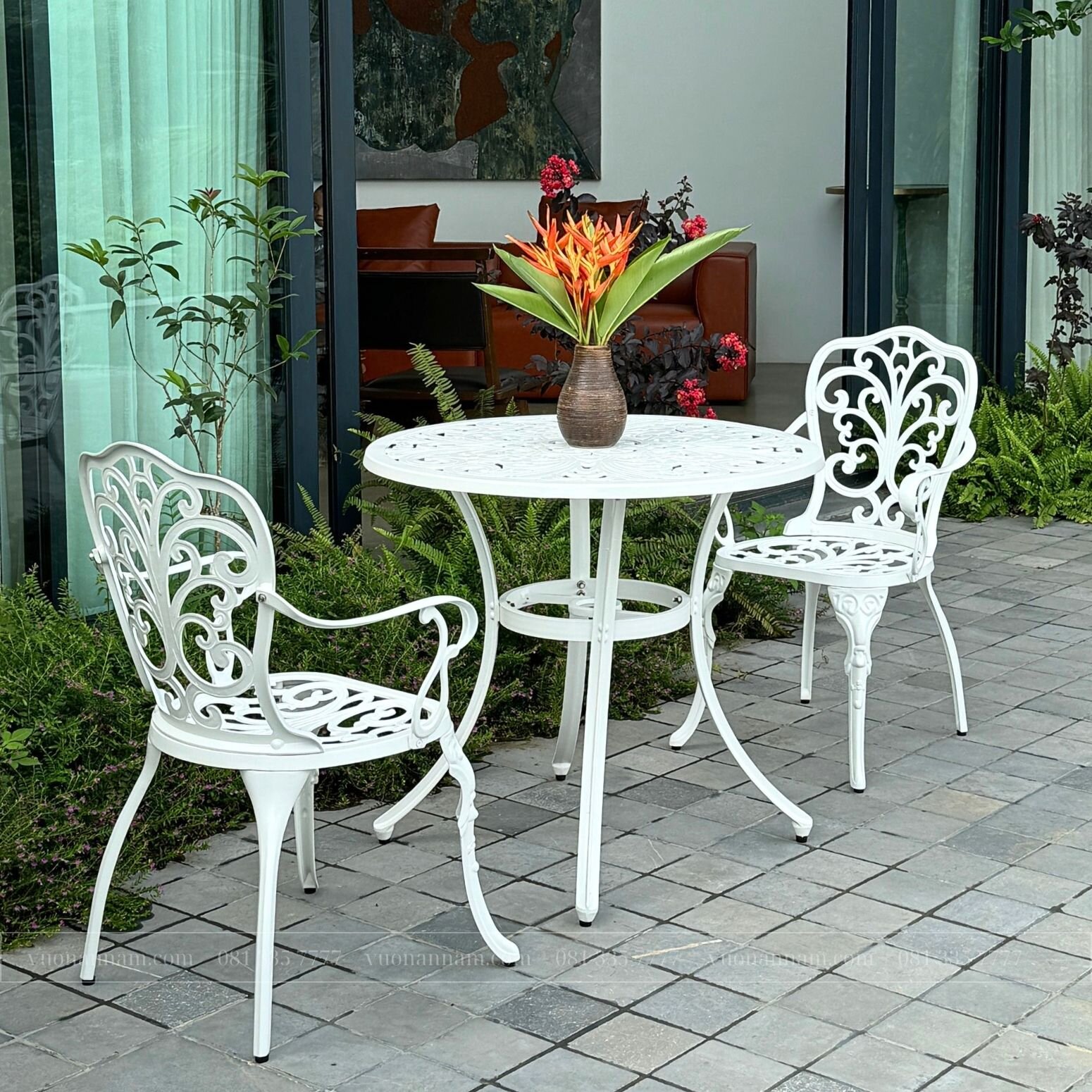 Bộ bàn ghế ban công BG10-D80T màu trắng - Ảnh 4