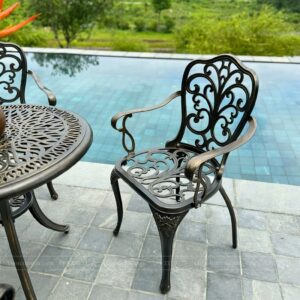 Alternative view of Bộ bàn ghế ban công ngoài trời BG-11N màu nâu bàn D70cm