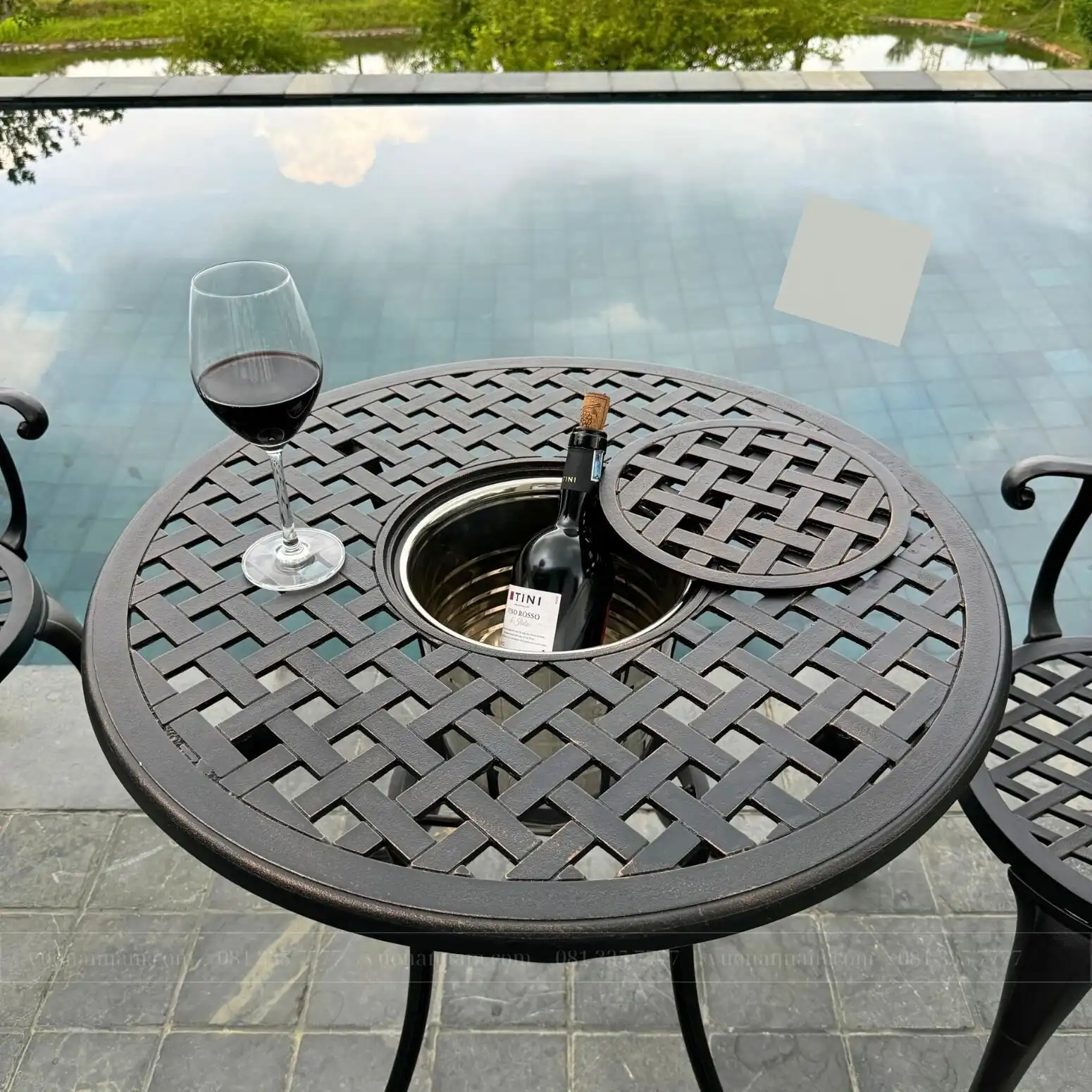 Bộ bàn ghế ban công BG-17N màu nâu bàn D70cm - Ảnh 3