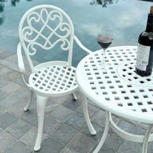 Alternative view of Bộ bàn ghế ban công BG-17T màu trắng bàn D70cm