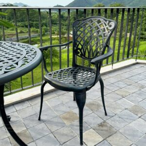 Alternative view of Bộ bàn ghế sân vườn ngoài trời BG-26X màu xanh bàn D90cm