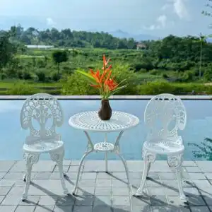 Alternative view of Bộ bàn ghế ban công BG-28T màu trắng bàn D65cm