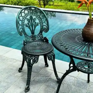 Alternative view of Bộ bàn ghế ban công BG-28X màu xanh bàn D65cm