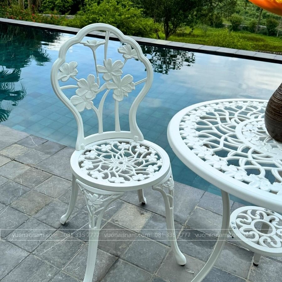 Bộ bàn ghế ban công BG-27T màu trắng D60cm - Ảnh 2