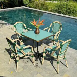 Alternative view of Bộ bàn ghế cafe ngoài trời BTL-082 bàn mặt nhôm cao cấp BC-D70X