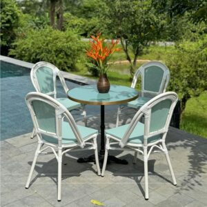 Bộ bàn ghế cafe ngoài trời BTL-GC09X bàn mặt nhôm cao cấp BC-D70X