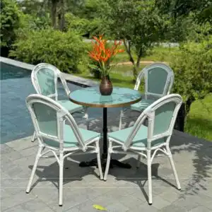 Bộ bàn ghế cafe ngoài trời BTL-GC09X bàn mặt nhôm cao cấp BC-D70X