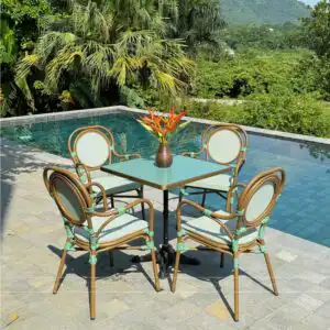 Alternative view of Bộ bàn ghế cafe ngoài trời BTL-GC17X bàn mặt nhôm cao cấp BC-D70X