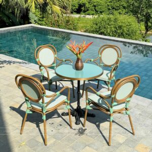 Bộ bàn ghế cafe ngoài trời BTL-GC17X bàn mặt nhôm cao cấp BC-D70X