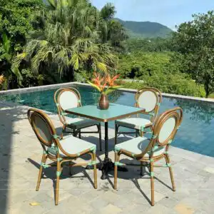 Alternative view of Bộ bàn ghế cafe ngoài trời BTL-KT17X bàn mặt nhôm cao cấp BC-D70X