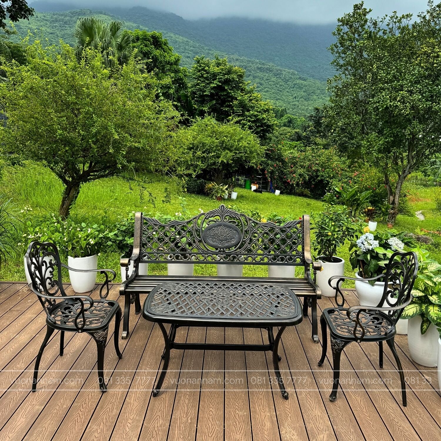 Bộ bàn ghế công viên nhôm đúc CV-06E - Ảnh 3