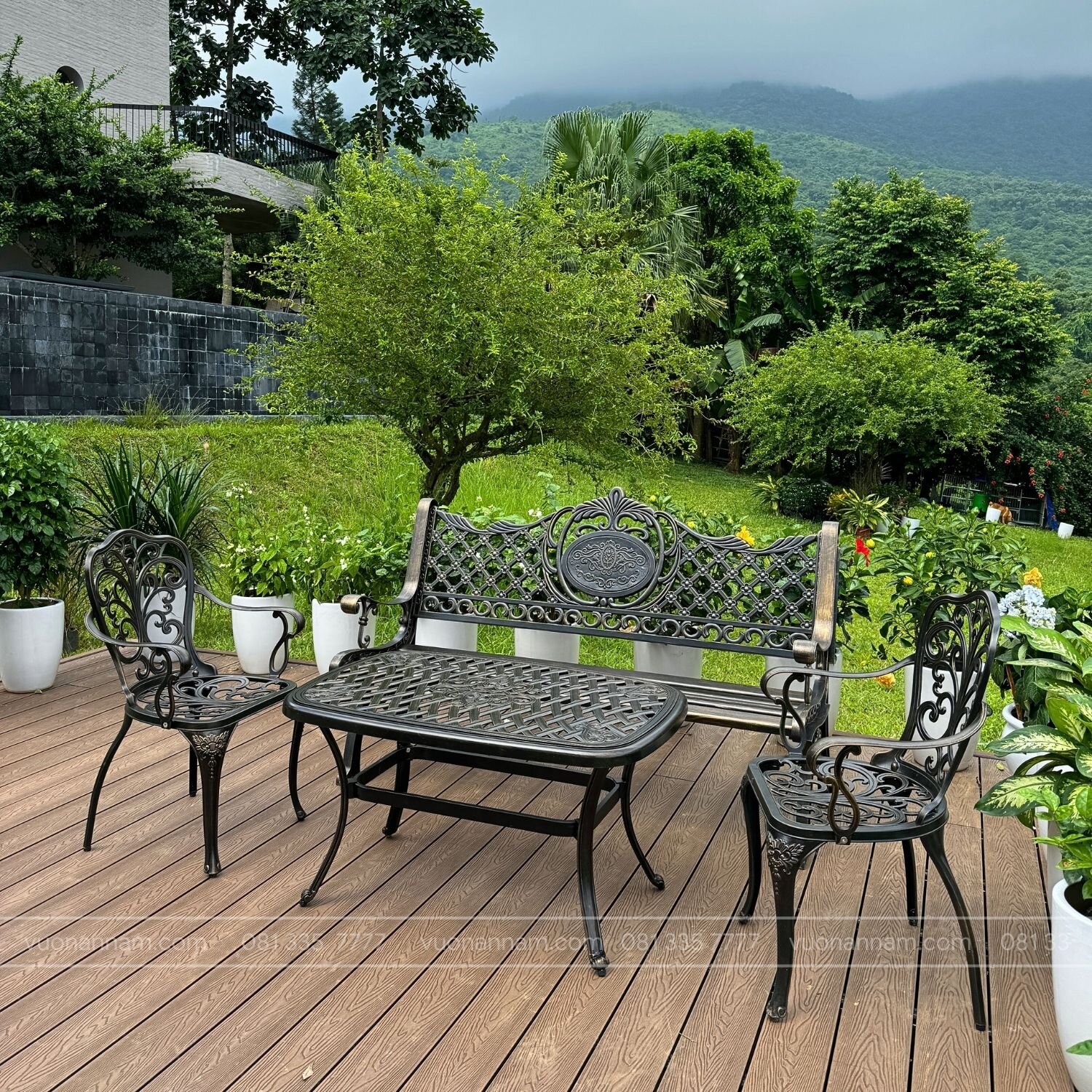 Bộ bàn ghế công viên nhôm đúc CV-06E - Ảnh 2