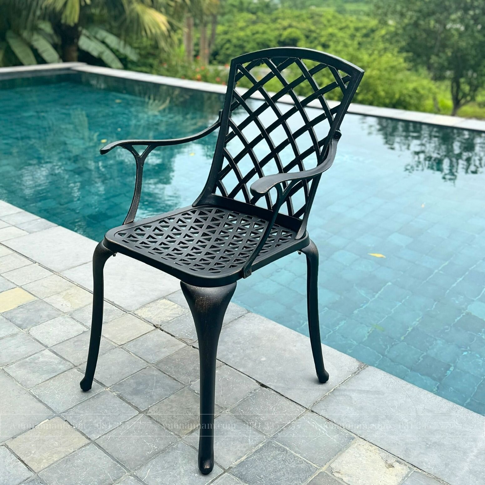 Bộ bàn ghế sân vườn BG21-V80N màu nâu bàn vuông 80cm - Ảnh 2