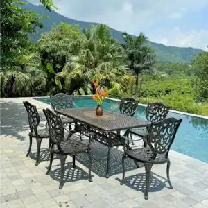 Bộ bàn ghế sân vườn BG-22CNN màu nâu 6 ghế