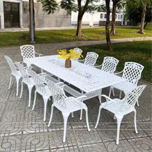 Alternative view of Bộ bàn ghế sân vườn BG-2.5CNT màu trắng 10 ghế