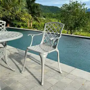 Alternative view of Bộ bàn ghế sân vườn BG-21TG màu xám bàn D100cm