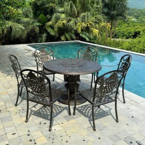 Bộ bàn ghế sân vườn màu nâu 6 ghế BG-06TN