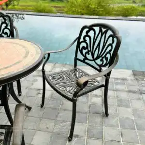 Alternative view of Bộ bàn ghế sân vườn BG03-D84M màu nâu bàn mặt đá D84cm