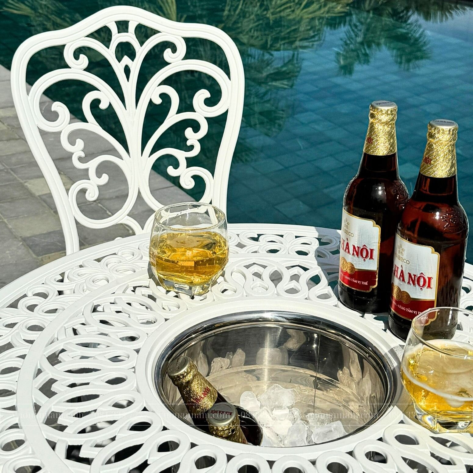 Bộ bàn ghế sân vườn BG-14T màu trắng bàn D70cm - Ảnh 3