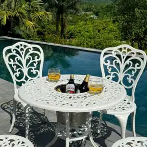 Alternative view of Bộ bàn ghế sân vườn BG-14T màu trắng bàn D70cm