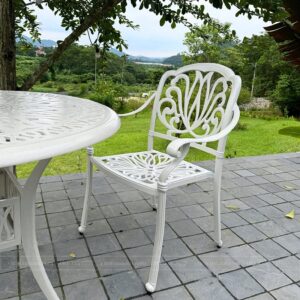 Alternative view of Bộ bàn ghế sân vườn BG-03T màu trắng bàn D100cm