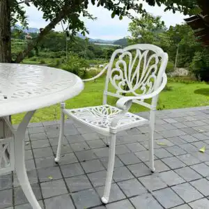 Alternative view of Bộ bàn ghế sân vườn BG-03T màu trắng bàn D100cm