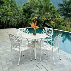 Bộ bàn ghế sân vườn BG-03T màu trắng bàn D100cm