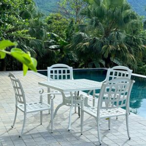 Alternative view of Bộ bàn ghế sân vườn BG-08VT màu trắng bàn vuông 100cm