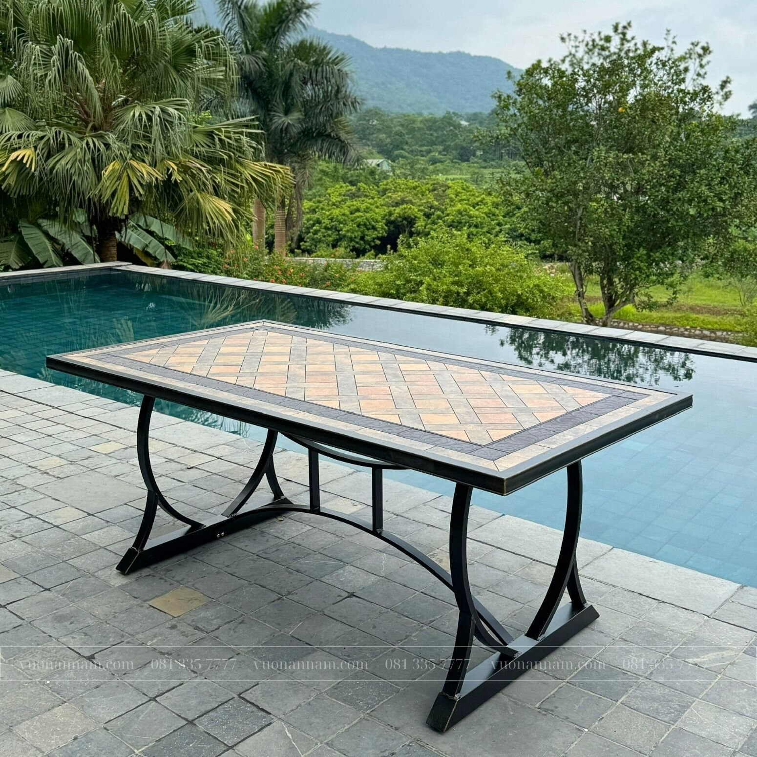 Bộ bàn ghế nhôm đúc BG-04CNM màu nâu 8 ghế - Ảnh 3