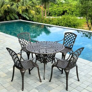 Bộ bàn ghế sân vườn BG-21C màu cát bàn D100cm