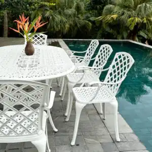 Alternative view of Bộ bàn ghế sân vườn BG-21ET màu trắng 8 ghế