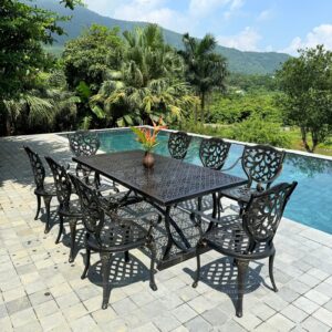 Bộ bàn ghế sân vườn màu nâu 8 ghế BG22-2.0CNN