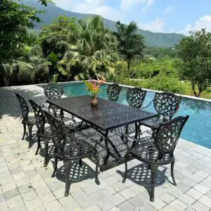 Bộ bàn ghế sân vườn màu nâu 8 ghế BG22-2.0CNN