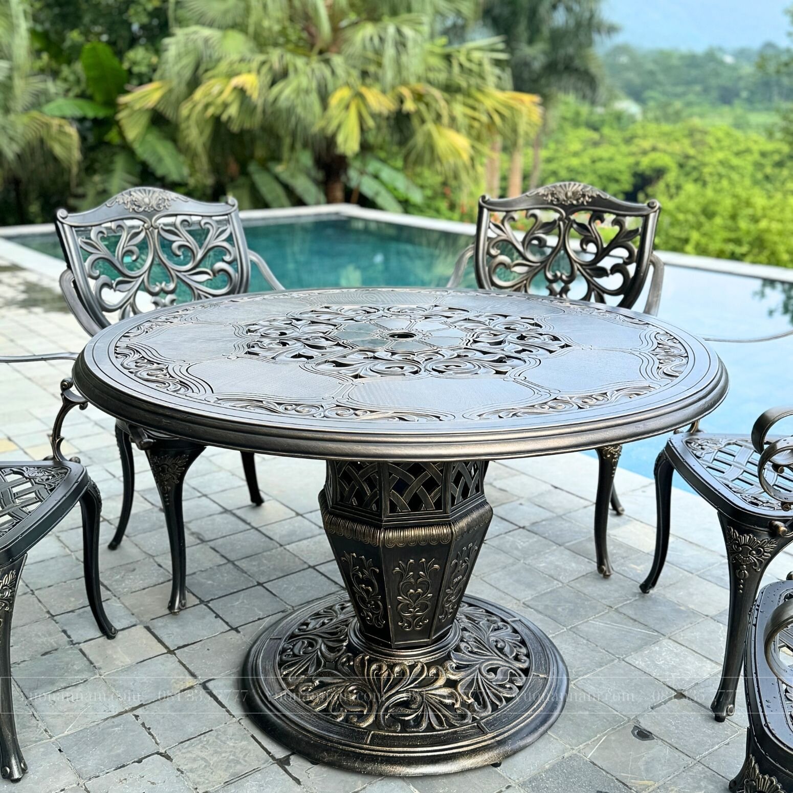 Bộ bàn ghế sân vườn màu nâu 6 ghế BG-22TN - Ảnh 3