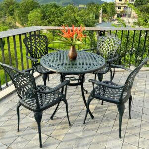 Bộ bàn ghế sân vườn BG26-D90X màu xanh bàn D90cm