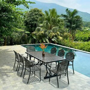 Bộ bàn ghế nhôm đúc 8 ghế BG04-2.0CNN